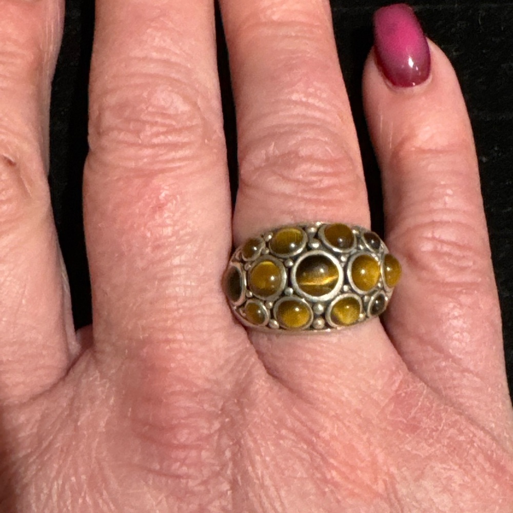 Vintage Sterling Silver Tigers Eye Cabochon Ring